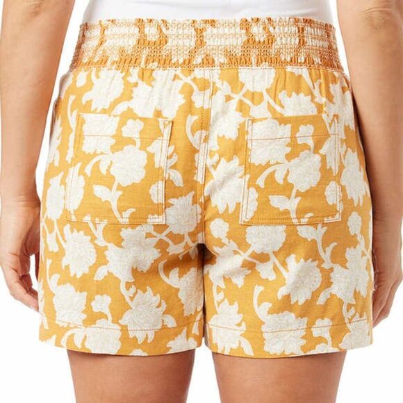 BRIGGS Ladies Linen Blend Shorts Womens Size M Cream Flowers Orange Floral NWT - Picture 1 of 13